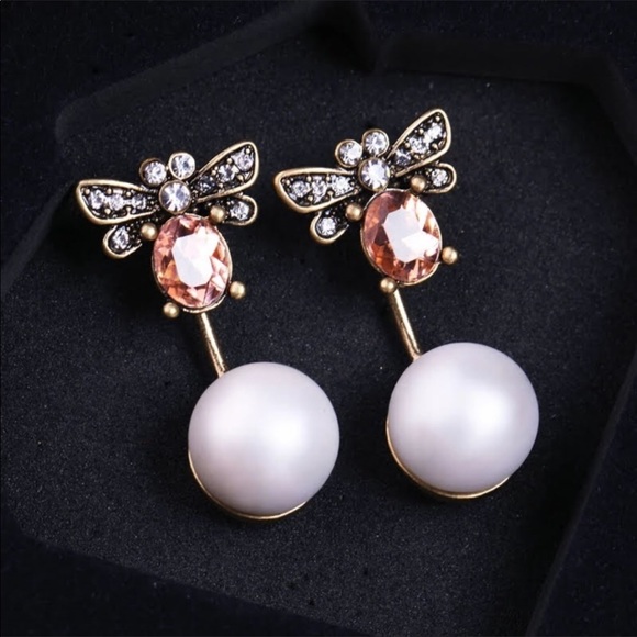 Crystal Honey Bee Earrings - Picture 4 of 5